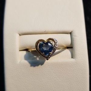 10k blue topaz and diamond solitaire